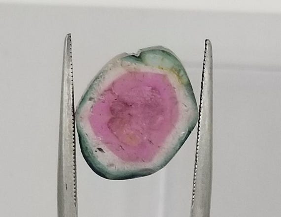 Unique Gift Gemstone Watermelon Tourmaline Slice 6.30cts October Gemstone Gift for Her