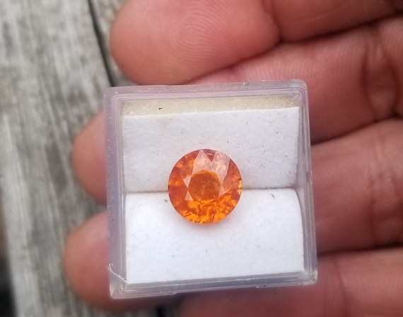 Mandarin Round Orange Garnet January Birthstone, Fanta Color oVER 3 Cts Gemstone for January Anniversary Jewelry. Free Shipping to USA