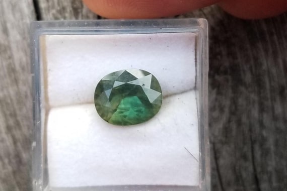 Natural Green Velvet Sapphire Oval September Birthstone For Engagement Ring, Parti Color Gemstone for Custom Jewelry, Free Shipping to USA