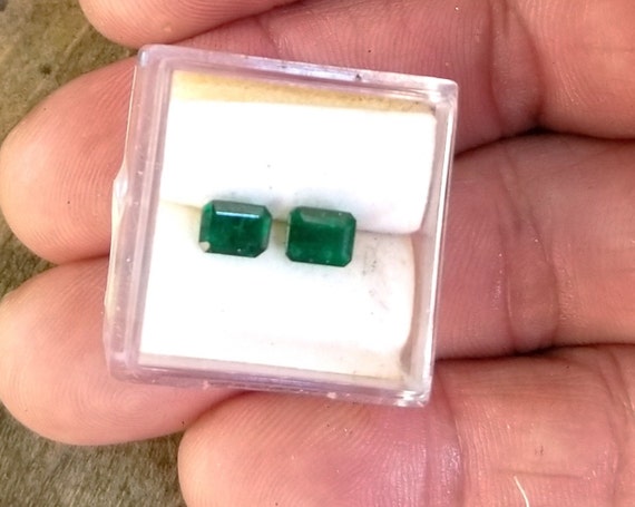 Dark Velvet Green Emerald Cut for Earrings, May Birthstone for Anniversary Wedding Custom Jewelry Gift for Her, Free Shipping to USA