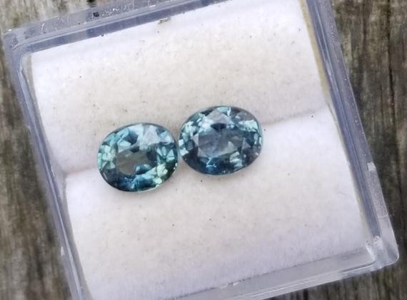 Natural Oval Teal Sapphire Eye Clean Gemstones, September Birthstone for Anniversary Earrings Gift for Her, Free Shipping to USA