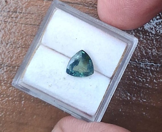 Blue Green Sapphire 7 MM Triangle Shape No Heat Treatment
