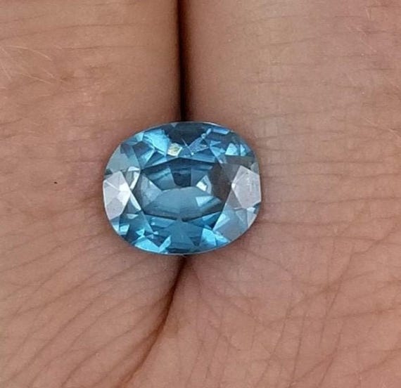 Blue Zircon 9 x 7.6mm Antique Cushion