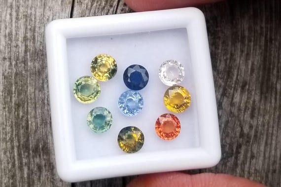 Round Sapphire Collection, 5mm Blue, Pink, Yellow, Green, Orange, Ice Blue Colors for Jewelry