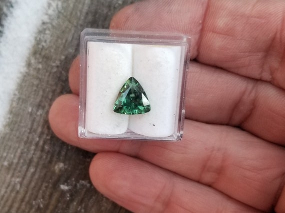 Unique Ceylon Triangle 2.04 Cts Blue Green Sapphire