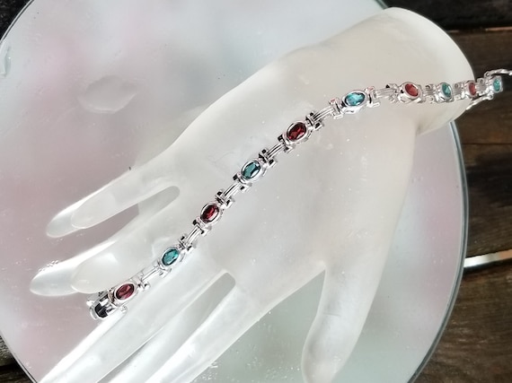 Gemstone Bracelete Sterling Silver Anniversary Gift for Her, Unique Gemstone Bracelet, Special Occasion Gift for Her Birthday, Free Shipping