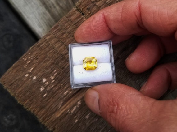 Square Yellow Sapphire for Jewellery 2.12 Cts Asscher Cut Gift for Her