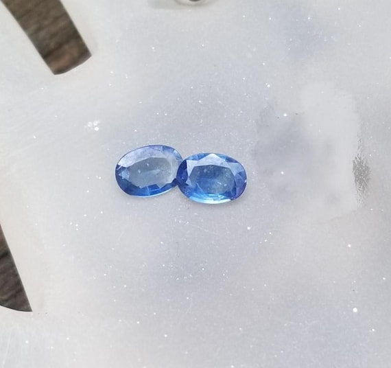 Ceylon Natural Blue Sapphire Pair for Earrings Present for Her, September Birthstone for Jewelry Making, Free Shipping to North America