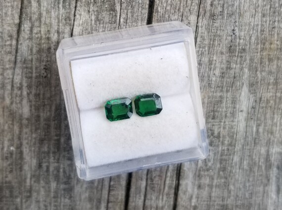 ON HOLD Natural Tsavorite Garnet Pair Emerald Cut Shape for Earrings, January Birthstone for Custom Made Jewelry, Free Shipping