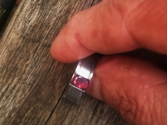 Ruby Tension Setting Ring, Stainless Steel ring, … - image 5