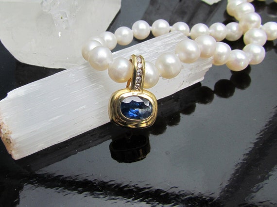 Sapphire & Diamond Two-Tone Gold Necklace