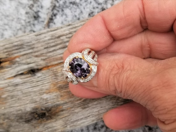 Gold Vintage Color Change Sapphire Anniversary Ring Gift for Her Birthday Jewelry Present
