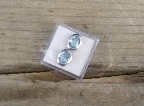 Natural Aquamarine Bezel Set Earrings for Anniversary September Birthstone Jewelry Gift for Her, Free Shipping to North America