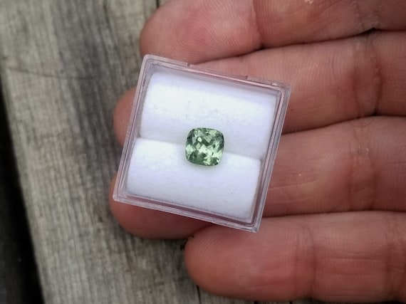 Mint Sapphire 6.2 MM Square Cushion Precision Cut Gemstone 1.31 Cts September Birth