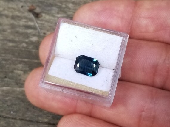 Natural Dark Blue Sapphire Emerald Cut September Birthstone, Indigo Blue Sapphire for Jewelry, Free Shipping to North America