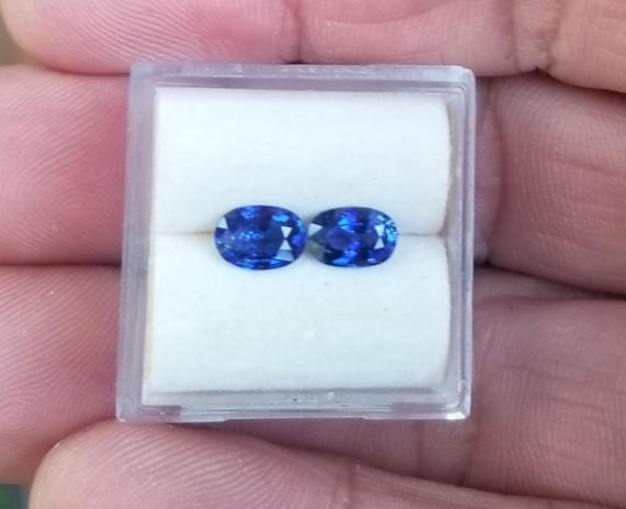 Natural Velvet Oval Blue Sapphire Pair for Earrings, September Birthstone for Jewelry Making for Her, Free Shipping to North America