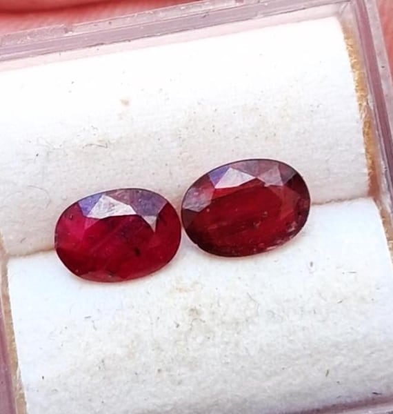 Pigeon Blood Red Ruby Pair 7x5 MM Oval July Birthstone for Earrings