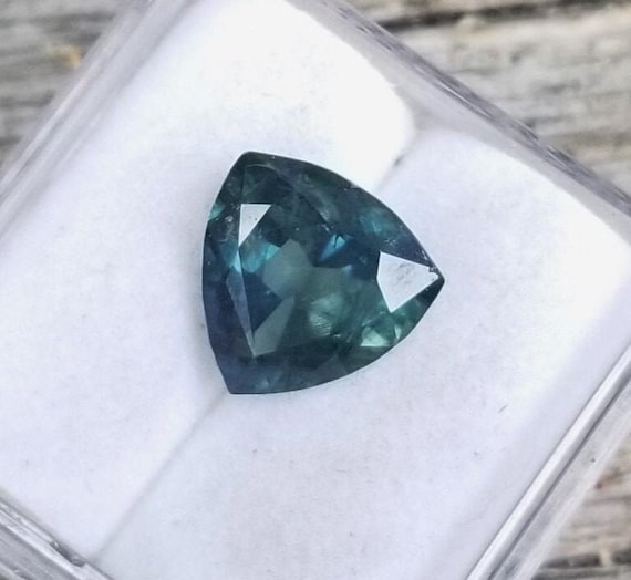 Unique Trilliant Blue Green Sapphire Approximately 9 MM