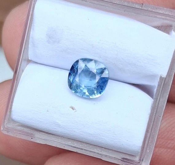 Natural Light Blue Sapphire Square Cushion September Gemstone