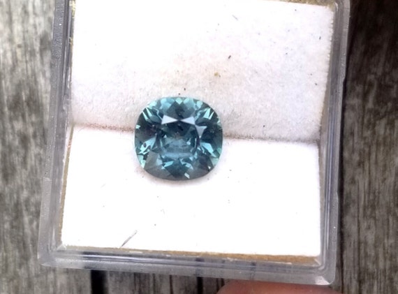 Natural Square Cushion Blue Green Sapphire for Jewelry Wedding Gift,  September Gemstone 7 mm Cushion Sapphire, Free Shipping to USA