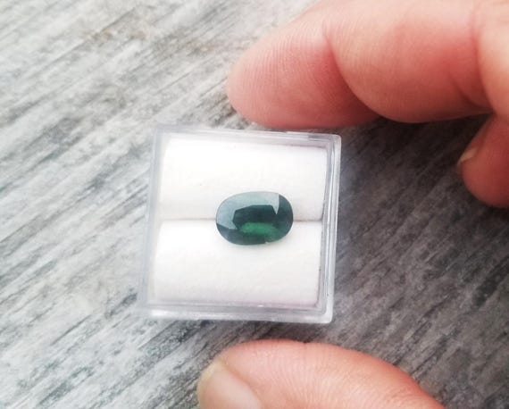 Natural Green Velvet Sapphire Oval September Birthstone For Engagement Ring, Parti Color Gemstone for Custom Jewelry, Free Shipping to USA