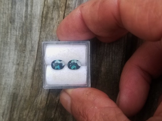 Ceylon Blue Green Sapphire Oval Pair for Earrings, September Birthstone for Anniversary Jewelry , Free Shipping to North America