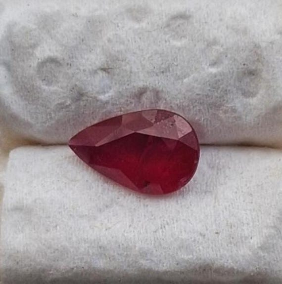 Natural Silky Red Ruby 1.48 Cts Pear Shape July Birthstone for Anniversary Jewelry