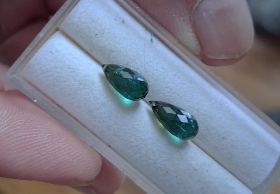 Briolette Green Tourmaline Pair 10x4.8MM for Earrings