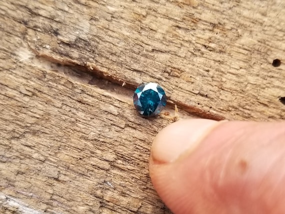Round Blue Green Diamond April Birthstone for Diamond Engagement ring