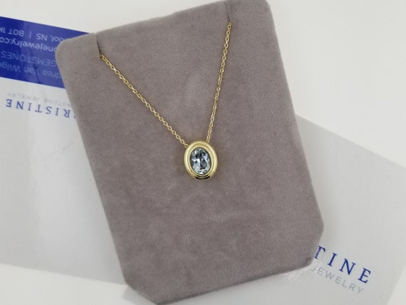 Aquamarine 14k Yellow Gold Bezel Set Pendant (chain not included)