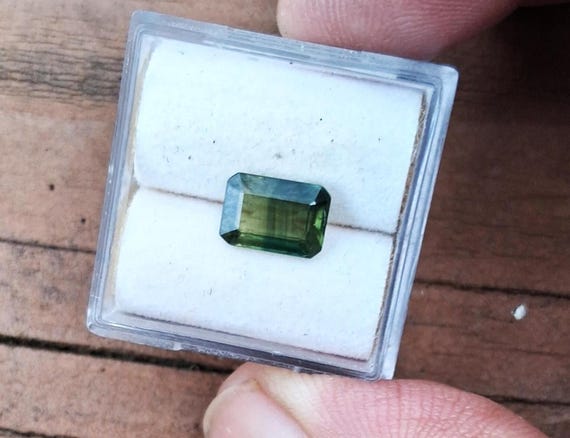 Natural Parti Color Emerald Cut Blue Green Sapphire September Birthstone