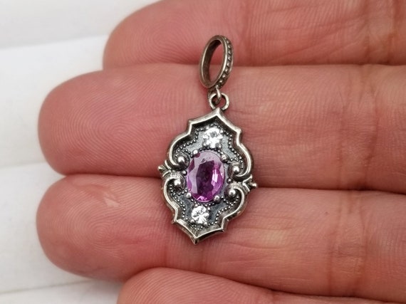 Pink Sapphire Unique Sterling Silver Pendant