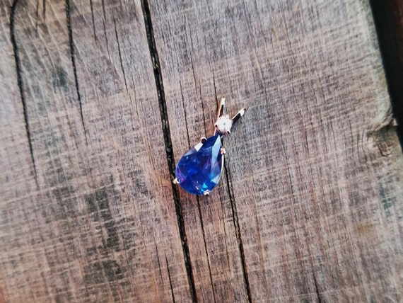Ceylon Large Blue Sapphire 14K White Gold 12x8MM Pear