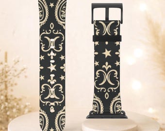 Western Black Bandana Apple Watch Band, Faux Leather  Watch Strap, Boho Cowgirl iWatch Band, Watch Strap Series 9 8 7 6, 38- 41mm, 42 -45 mm