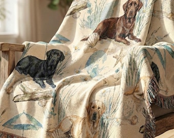 Labrador Retriever Pattern Woven Blanket | Lab Dog Throw, Tapestry Couch  Throw Blanket