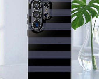 Black Striped Phone Case, Neutral Phone Cover, Preppy Old Money Style, Modern Black Gray Case, Samsung Galaxy S25 S24, iPhone 17 16 15 14