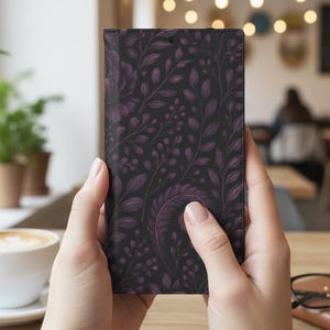 Purple Floral Faux Leather Flip Phone Wallet Case