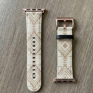 Southwestern Aztec Apple Watch Band | Faux Leather Apple Watch Strap Series 9 8 7 6 SE Ultra, 38- 41mm, 42 -45 mm