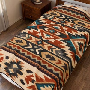 Southwestern Woven Throw Blanket, Aztec Geometric Fringe Blanket, Boho Western Couch Throw, Rustic Cabin Decor, Earth Tone Housewarming Gift