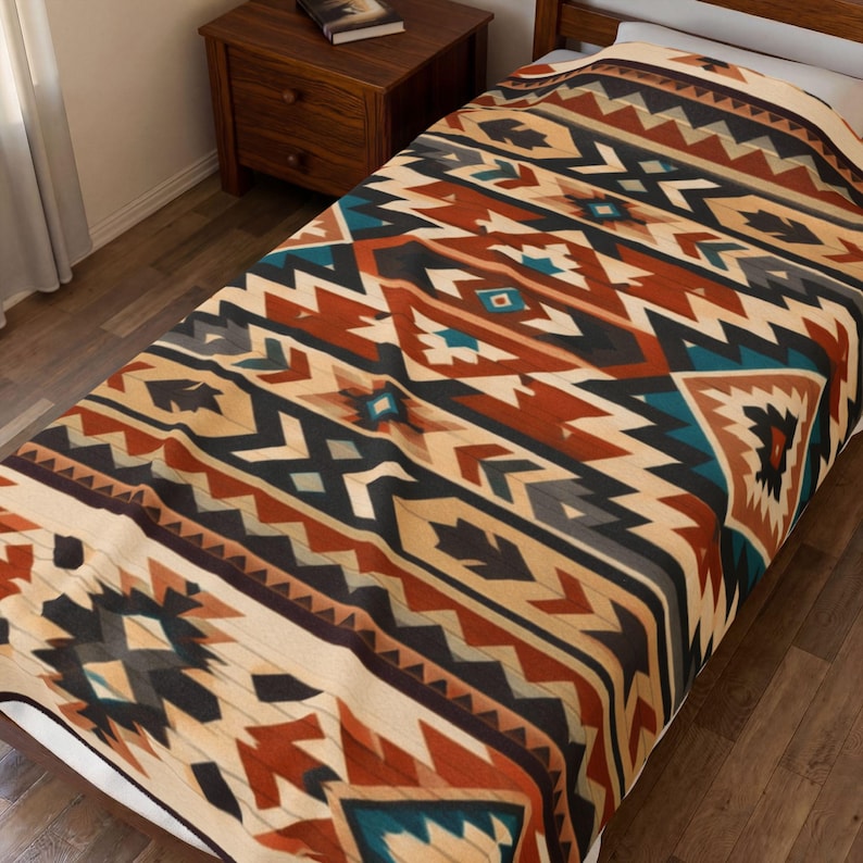 Southwestern Woven Throw Blanket, Aztec Geometric Fringe Blanket, Boho Western Couch Throw, Rustic Cabin Decor, Earth Tone Housewarming Gift