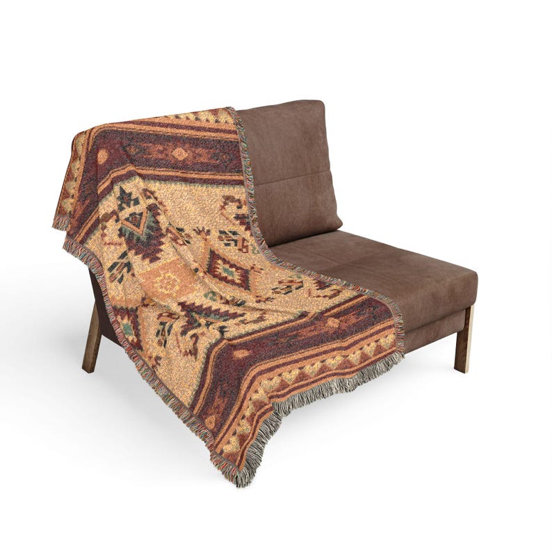 Southwestern Aztec Woven Blanket | Fringe Tapestry Throw, Tribal Decor Throw Blanket Bedding image 12
