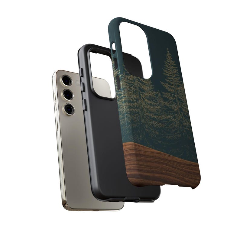Modern Rustic Evergreen Wooden Phone Case, Samsung S26 Forest Cover Gift, Faux Wood Grain iPhone 17 16 15 14, Samsung Galaxy S25 S24 S23 image 13
