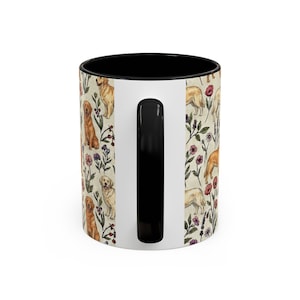 Golden Retriever Puppy Floral Accent Coffee Mug, 11oz & 15oz, Golden Retriever dog Tea Cup Gift image 6