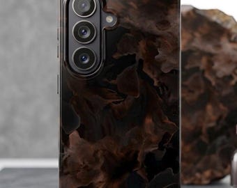 Dark Brown Tortoise Shell Marble Phone Case | Tough Phone Case Preppy for iPhone 17 16 15 14 13 Pro Max, Samsung S26 S25 S24 S23 S22 Ultra