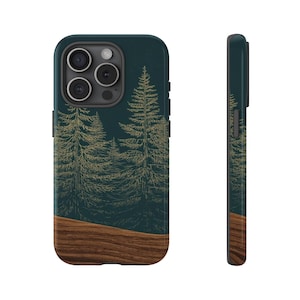 Modern Rustic Evergreen Wooden Phone Case, Samsung S26 Forest Cover Gift, Faux Wood Grain iPhone 17 16 15 14, Samsung Galaxy S25 S24 S23 image 9