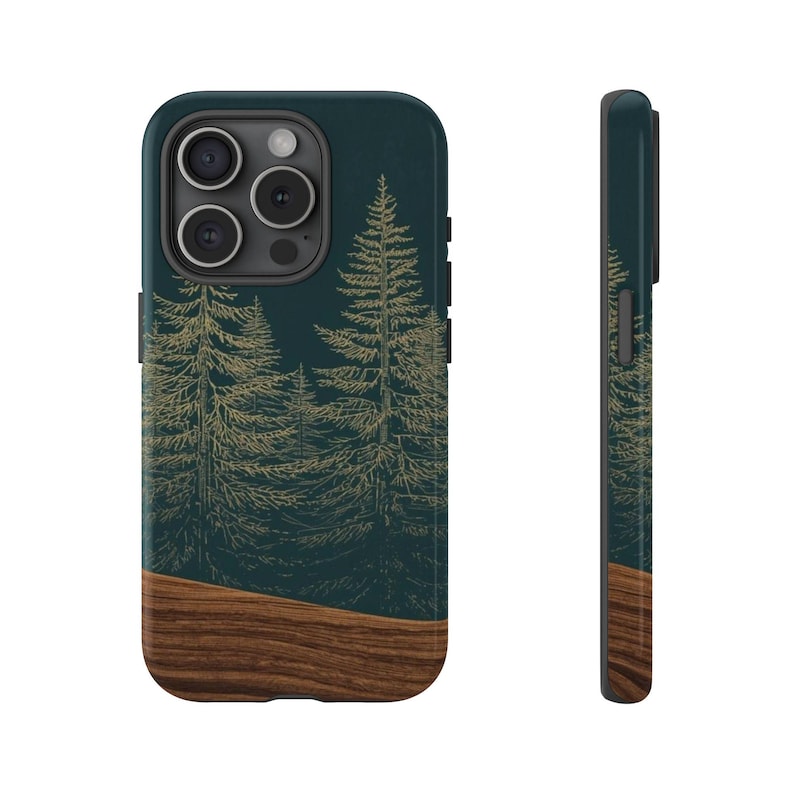 Modern Rustic Evergreen Wooden Phone Case, Samsung S26 Forest Cover Gift, Faux Wood Grain iPhone 17 16 15 14, Samsung Galaxy S25 S24 S23 image 9