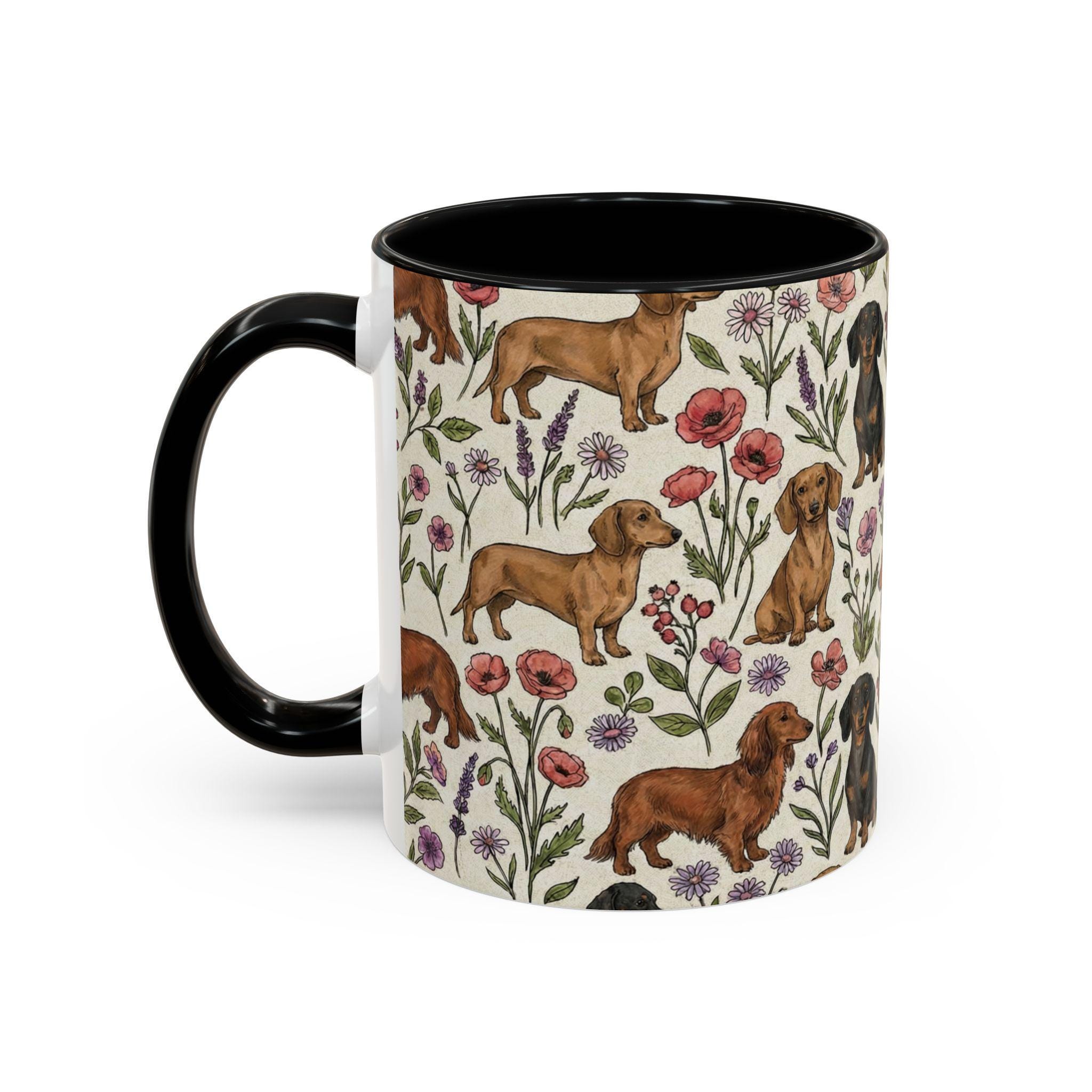 Dachshund Floral Accent Coffee Mug 11oz 15oz Doxie Weiner Dog Tea Dachshund Floral Accent Coffee Mug 11oz 15oz Doxie Weiner Dog Tea