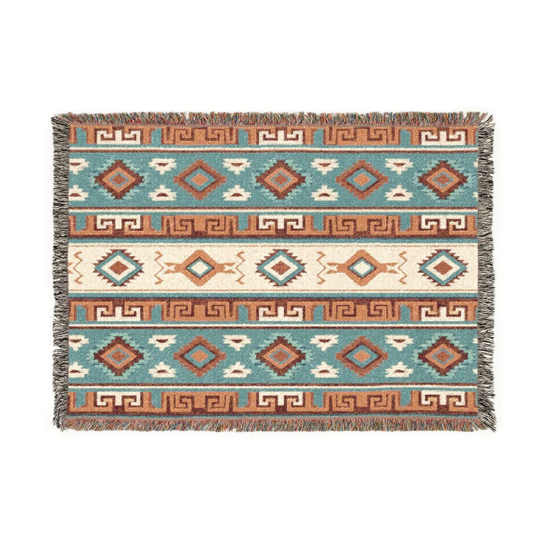 Southwestern Aztec Pattern Woven Blanket | Geometric Throw, Western ...