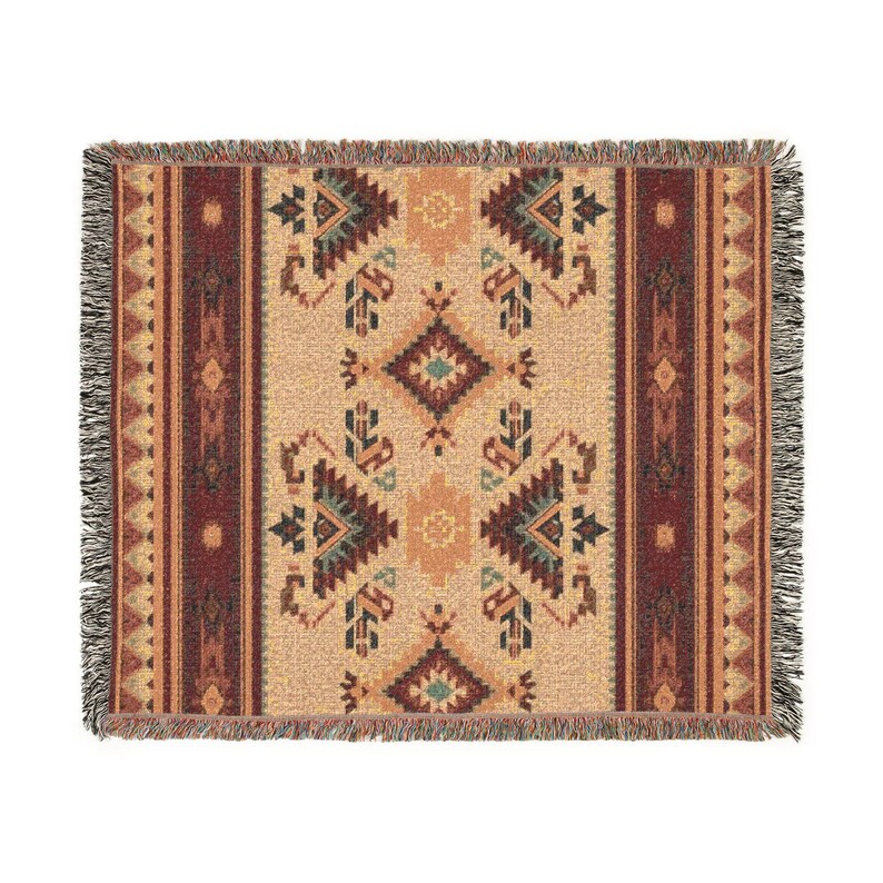 Southwestern Aztec Woven Blanket | Fringe Tapestry Throw, Tribal Decor Throw Blanket Bedding image 13
