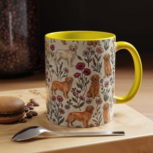Golden Retriever Puppy Floral Accent Coffee Mug, 11oz & 15oz, Golden Retriever dog Tea Cup Gift image 10